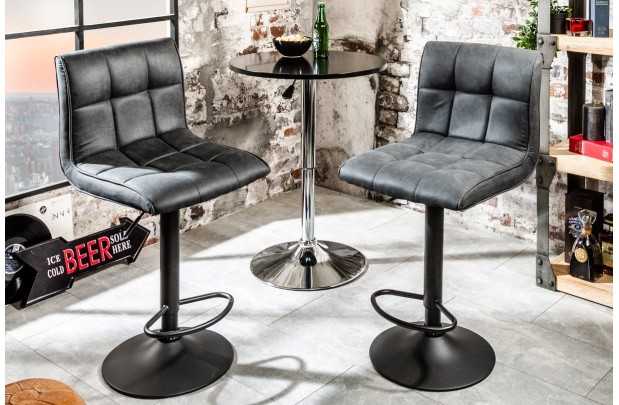 Lot de 2 tabourets de bar design en simili cuir noir Chaises de sal...