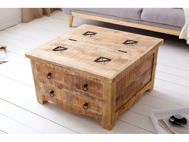 Table basse contemporaine |Table basse design fossile en bois et ve...
