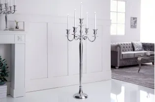 Chandelier 120 cm design 5 branches en aluminium argenté Objets de ... 2