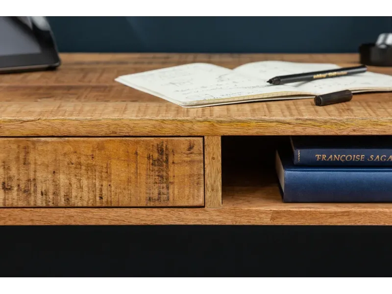 Bureau design 120x75 cm pour ordinateur portable teinté noir Secrét...