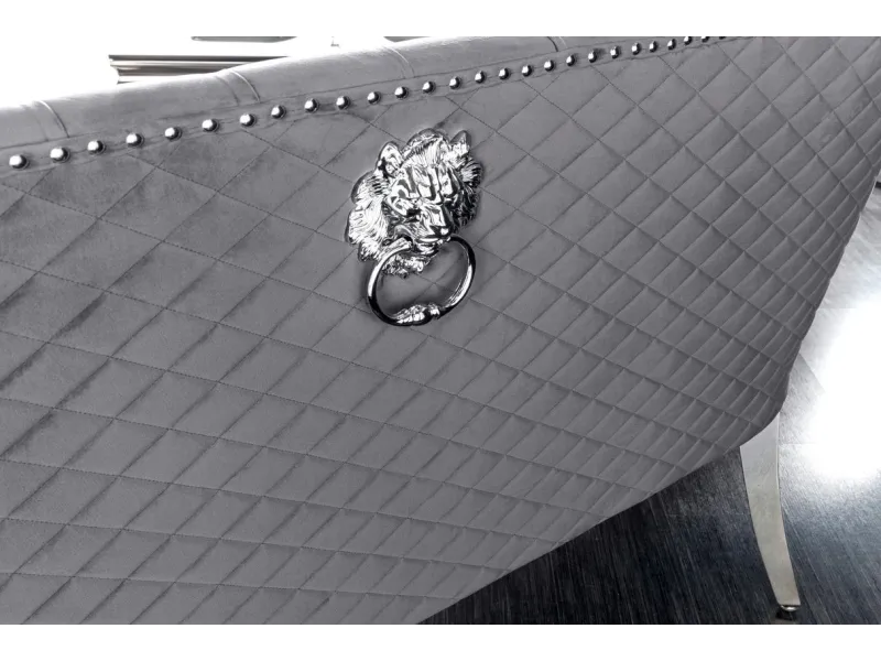 Canapé Banquette en Velours Gris - Style Baroque