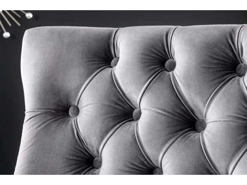 Canapé Banquette en Velours Gris - Style Baroque