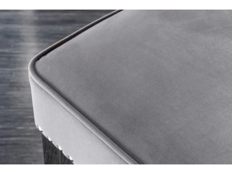 Canapé Banquette en Velours Gris - Style Baroque