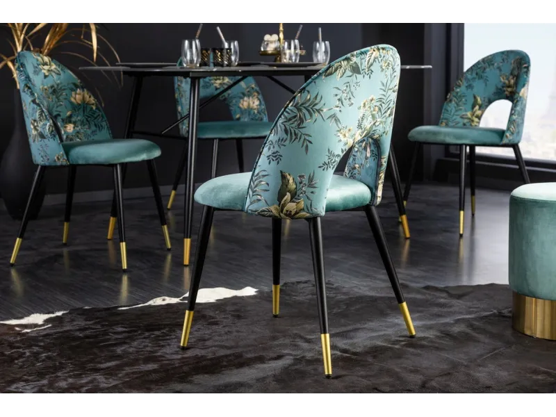 Chaise de salle à manger design baroque coloris gris argenté home |...