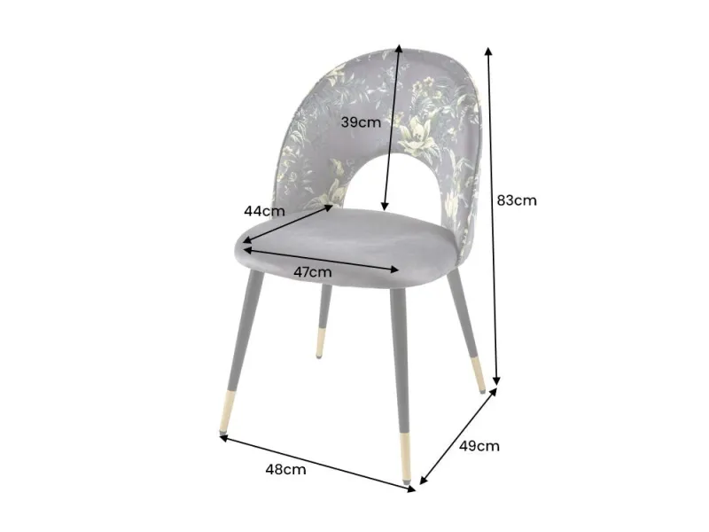 Chaise de salle à manger design baroque coloris gris argenté home |...