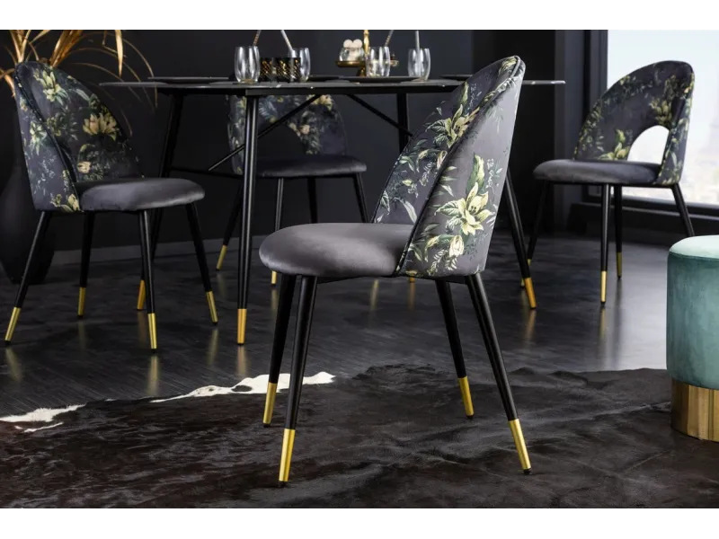 Chaise de salle à manger design baroque coloris gris argenté home |...