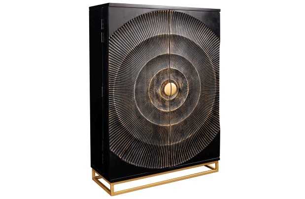 Armoire en  bois massif sculpté scorpion coloris noir 141cm pas cher