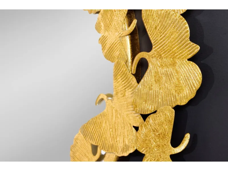 Miroir rond teinté Or avec courroie de suspension 45cm pas cher