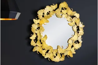 Miroir rond teinté Or avec courroie de suspension 45cm pas cher 2