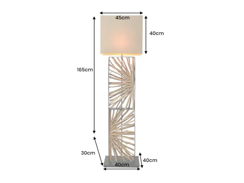Lampadaire design naturel en bois flotté 163cm pas cher