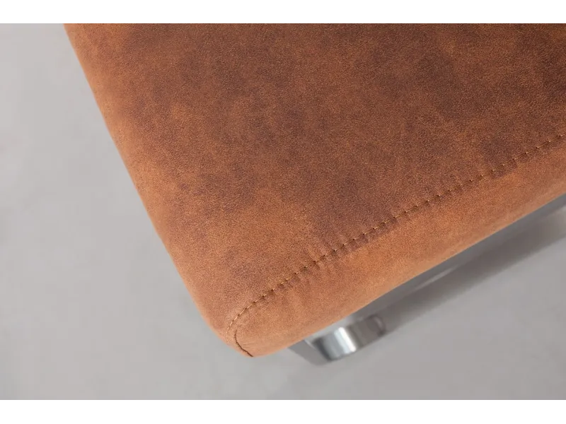 Chaise vintage marron clair design rétro acier inoxydable pas cher