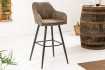 Lot de 2 tabourets de bar en velours coloris taupe