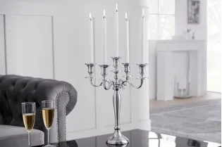 Chandelier style broque 5 branches en aluminium argenté Objets de d...
