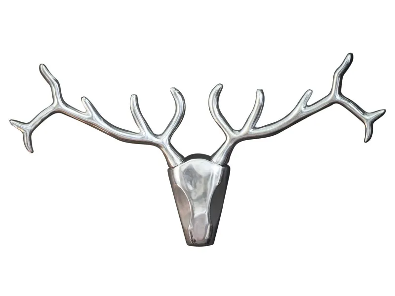 Trophée mural design Tête de Cerf 90 cm en aluminium argenté Objets...
