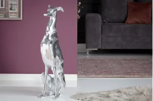 Statue design Chien assis 70 cm en aluminium argenté Objets de déco...