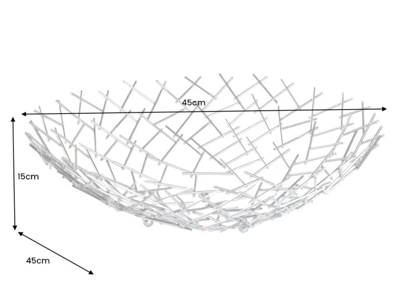 Corbeille de fruit moderne en métal argenté Objets de décoration  |...