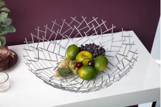 Corbeille de fruit moderne en métal argenté Objets de décoration  |... 2