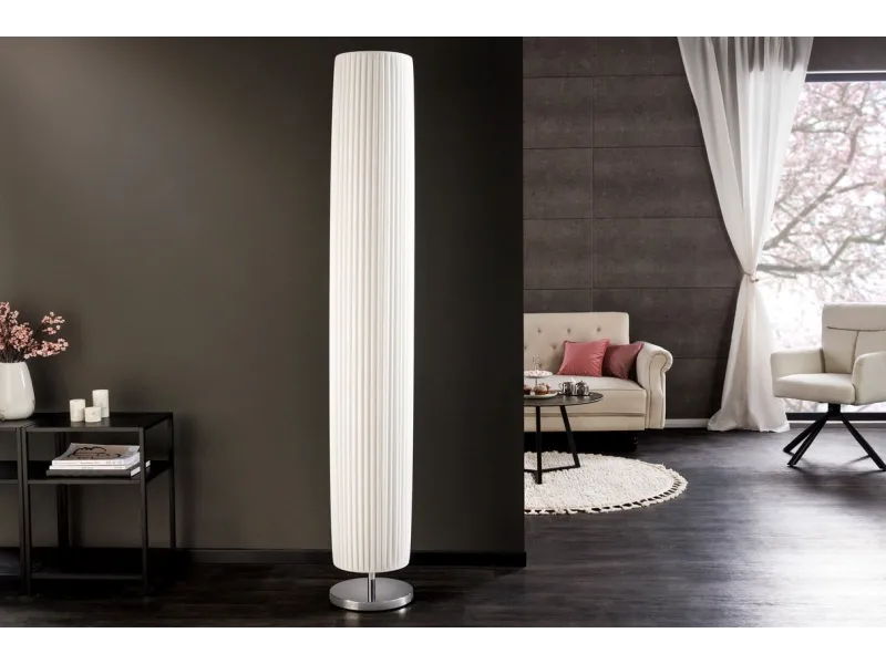 Lampadaire en tissu blanc 200 cm | Adenia home