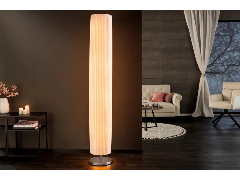 Lampadaire en tissu blanc 200 cm | Adenia home