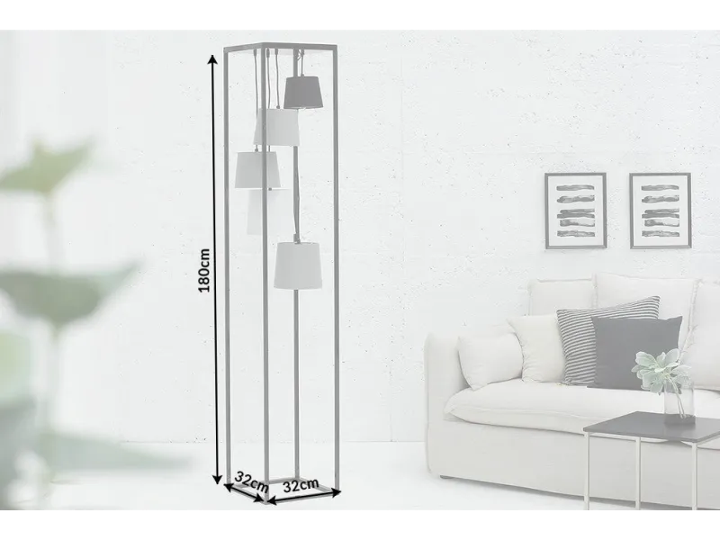 Lampadaire moderne rectangulaire en tissu plissé blanc Lampadaires ...