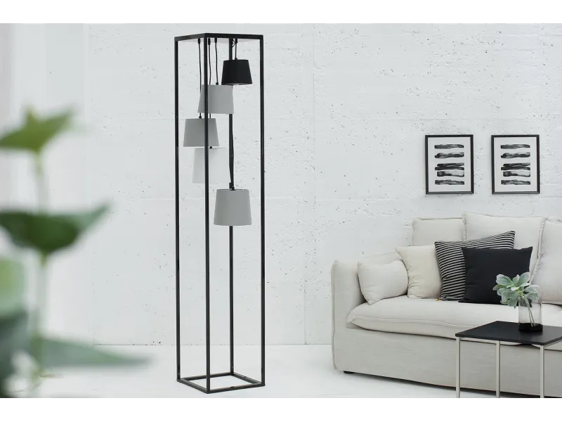 Lampadaire moderne rectangulaire en tissu plissé blanc Lampadaires ...