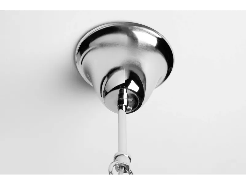 Lampe suspendue design boule en métal coloris blanc argenté Suspens...