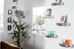 Étagère murale 5 pièces design LARME en aluminium argenté  |adeniahome... 2