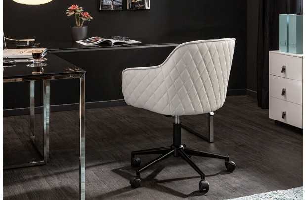 Lot de 4 chaises de bureau à roulettes en simili cuir coloris turqu...