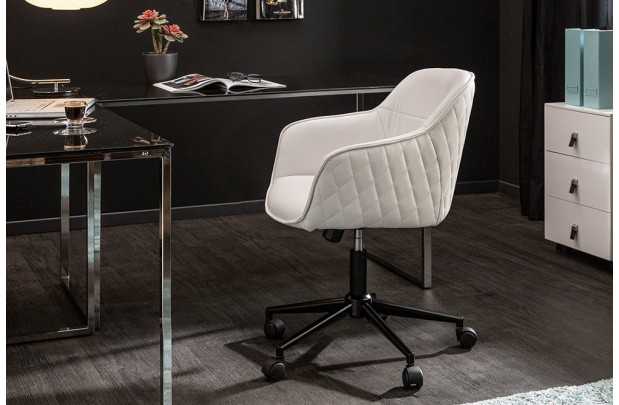 Lot de 4 chaises de bureau à roulettes en simili cuir coloris turqu...