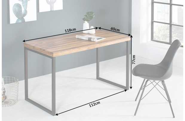 Bureau 120 cm design naturel avec pieds en métal chromé Secrétaire ...