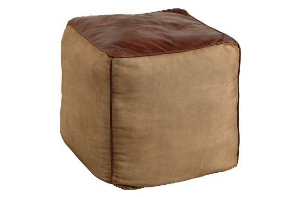 Pouf design BOULE de 50 cm coloris marron en coton tricoté Pouf |la...