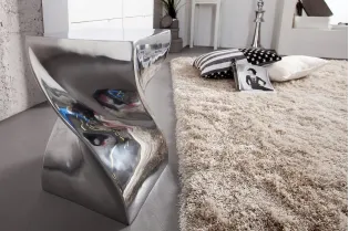 Tabouret design en aluminium argenté 45cm Tabourets bas |adeniahome.com 2