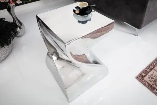 Tabouret design en aluminium argenté 45cm Tabourets bas |adeniahome.com