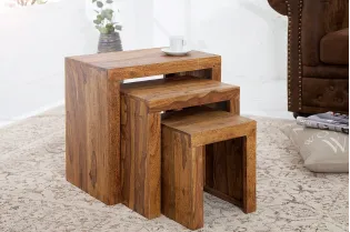 Table d'appoint gigogne en bois massif Table d'appoint  |adeniahome.com