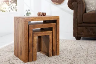 Table d'appoint gigogne en bois massif Table d'appoint  |adeniahome.com 2