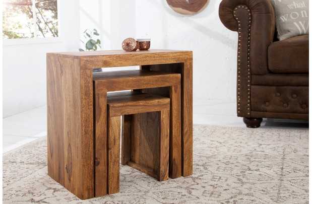 Table d'appoint gigogne en bois massif Table d'appoint  |adeniahome.com