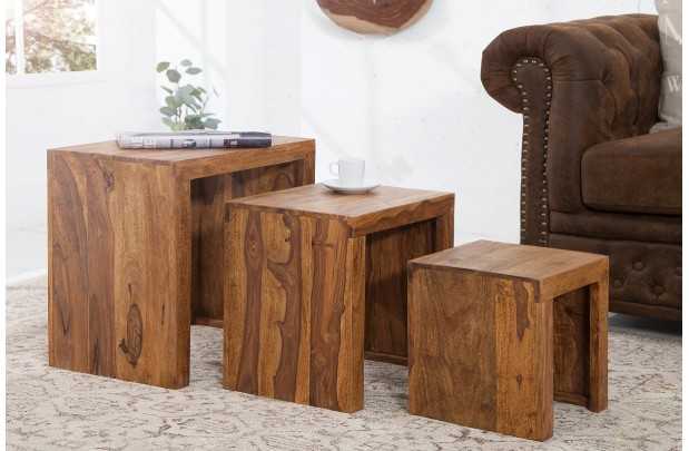 Table d'appoint gigogne en bois massif Table d'appoint  |adeniahome.com