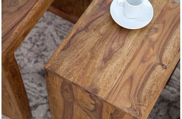 Table d'appoint gigogne en bois massif Table d'appoint  |adeniahome.com