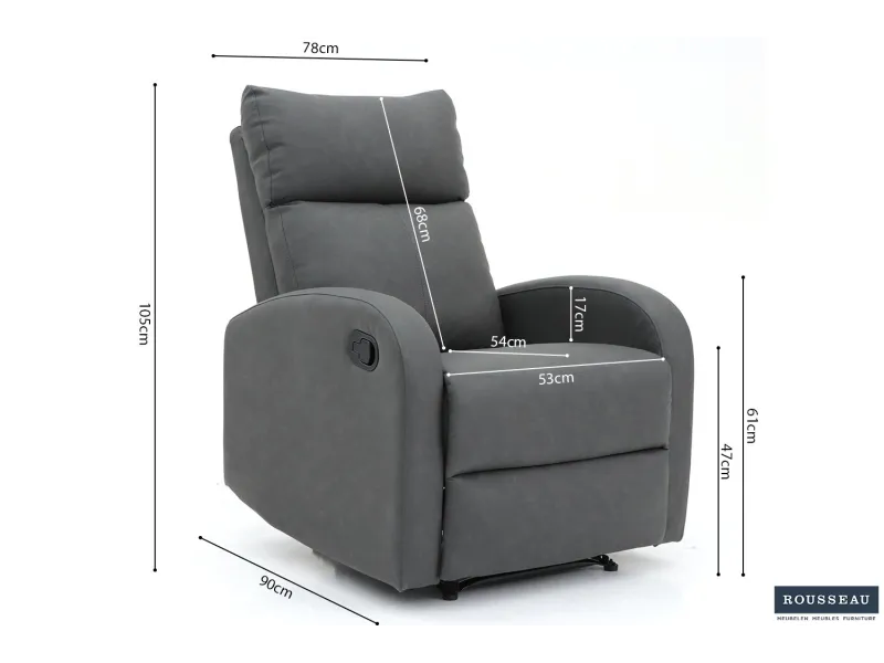 Fauteuil relax moderne de coloris Noir en simili cuir Fauteuil rela...