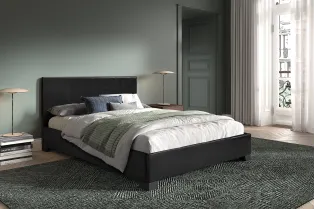 lit rembourré |Lit adulte simili cuir 140x200 cm coloris noir |adenia... 2