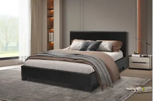 lit rembourré |Lit adulte simili cuir 140x200 cm coloris noir |adenia...