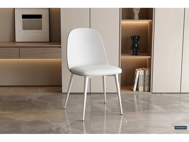 Chaise design en simili cuir blanc Chaises de salle à manger |adeniahome...
