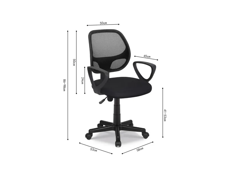 Chaise de bureau style roulant en tissu coloris noir Chaises & faut...