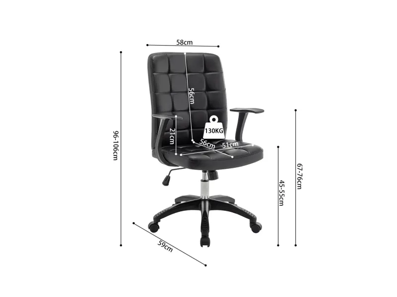 Chaise de bureau moderne style roulant en simili cuir coloris blanc...