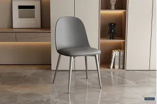 CHAISES 'JASMIN' ASSISE PP COUSSIN en simili cuir coloris Gris 2
