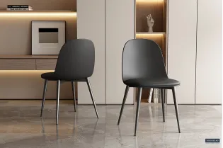 Chaise 'JASMIN' ASSISE PP COUSSIN en simili cuir coloris NOIR