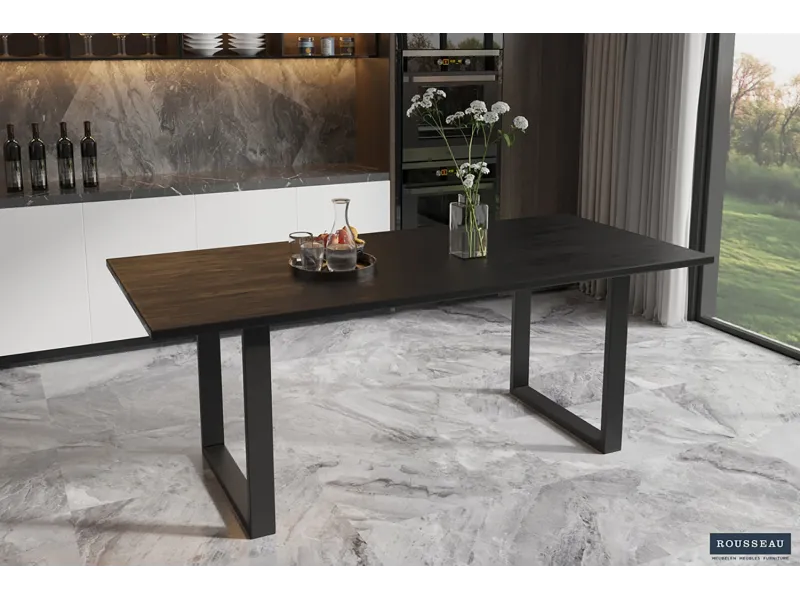 Table à manger en bois de 200 x 100 cm coloris noir