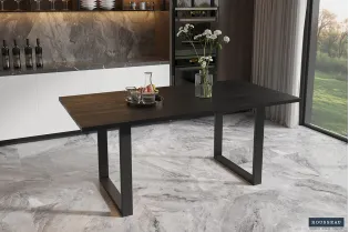 Table à manger en bois de 180 x 90 cm coloris noir 2