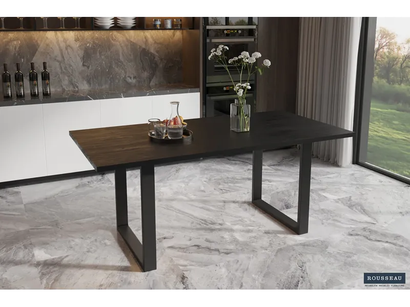 Table à manger en bois de 180 x 90 cm coloris noir