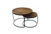 Pas cher Set de 2 tables basses rondes style industriel en bois vieilli